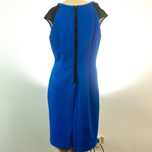 Worthington Women Midi Sleeveless Black & Blue Color Blocks Dress size 12 "EUC" - Picture 5 of 6
